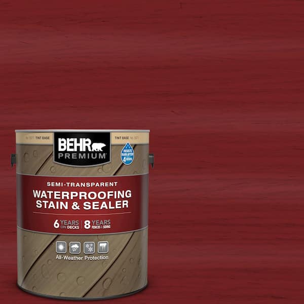 BEHR Premium 1 gal. #ST-112 Barn Red Semi-Transparent Waterproofing Exterior Wood Stain and Sealer