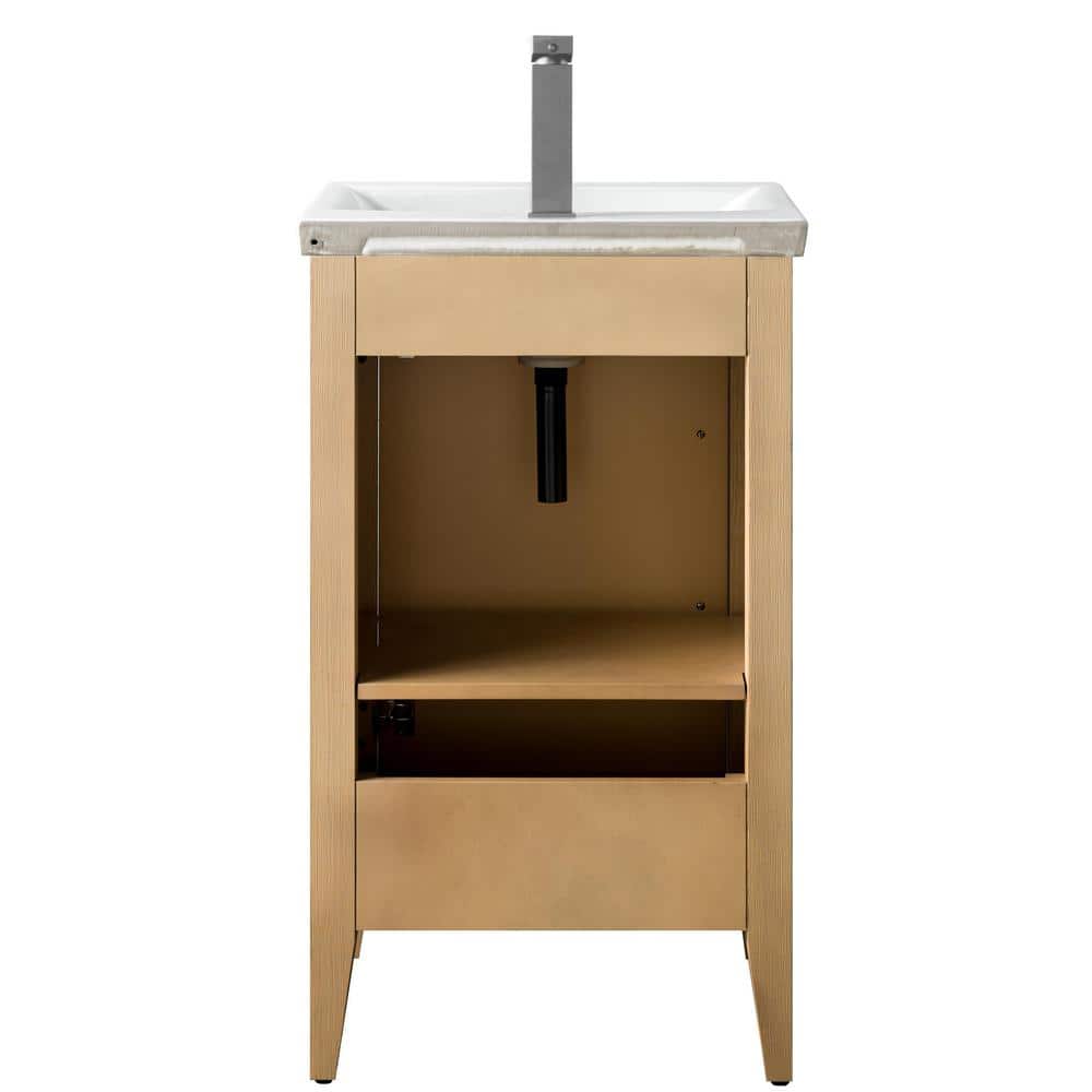 20'' Natural Oak Single Bathroom Vanity with Ceramic Top