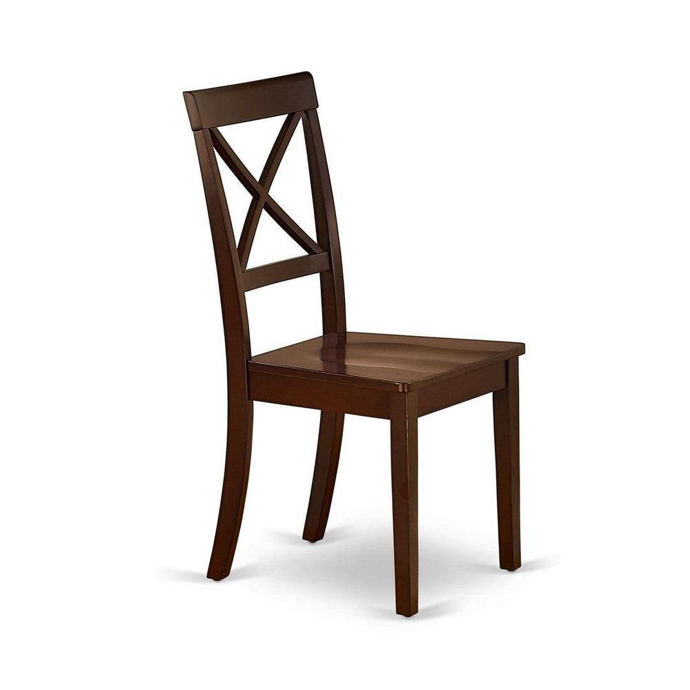 Mahogany Round Dining Table Set with 4 X-Back Chairs