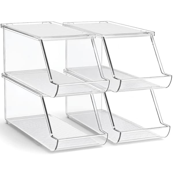 Sorbus Stackable Snack Organizer Bins Open Front – Clear Pantry Storage Bins – Kitchen Pantry Organizer (4 Pack)