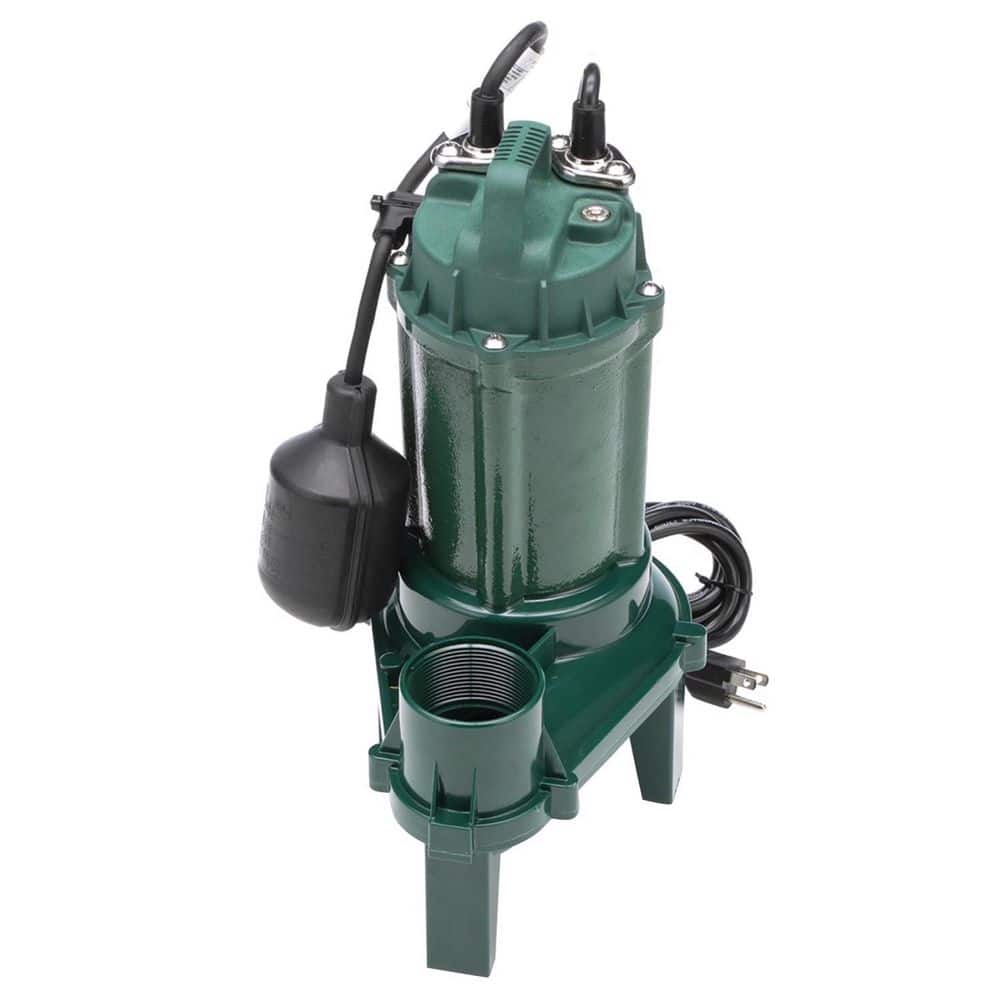 Zoeller Green Cast Iron 1/3 HP Sewage Pump with Tethered Float Switch