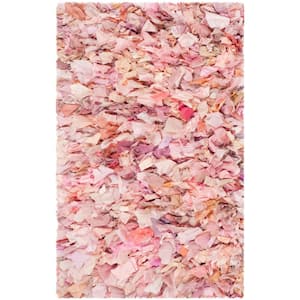 Rio Shag Ivory/Pink 3 ft. x 4 ft. Solid Area Rug