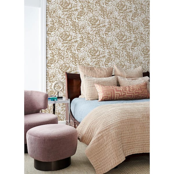 Nelda Gold Rose Wallpaper Sample