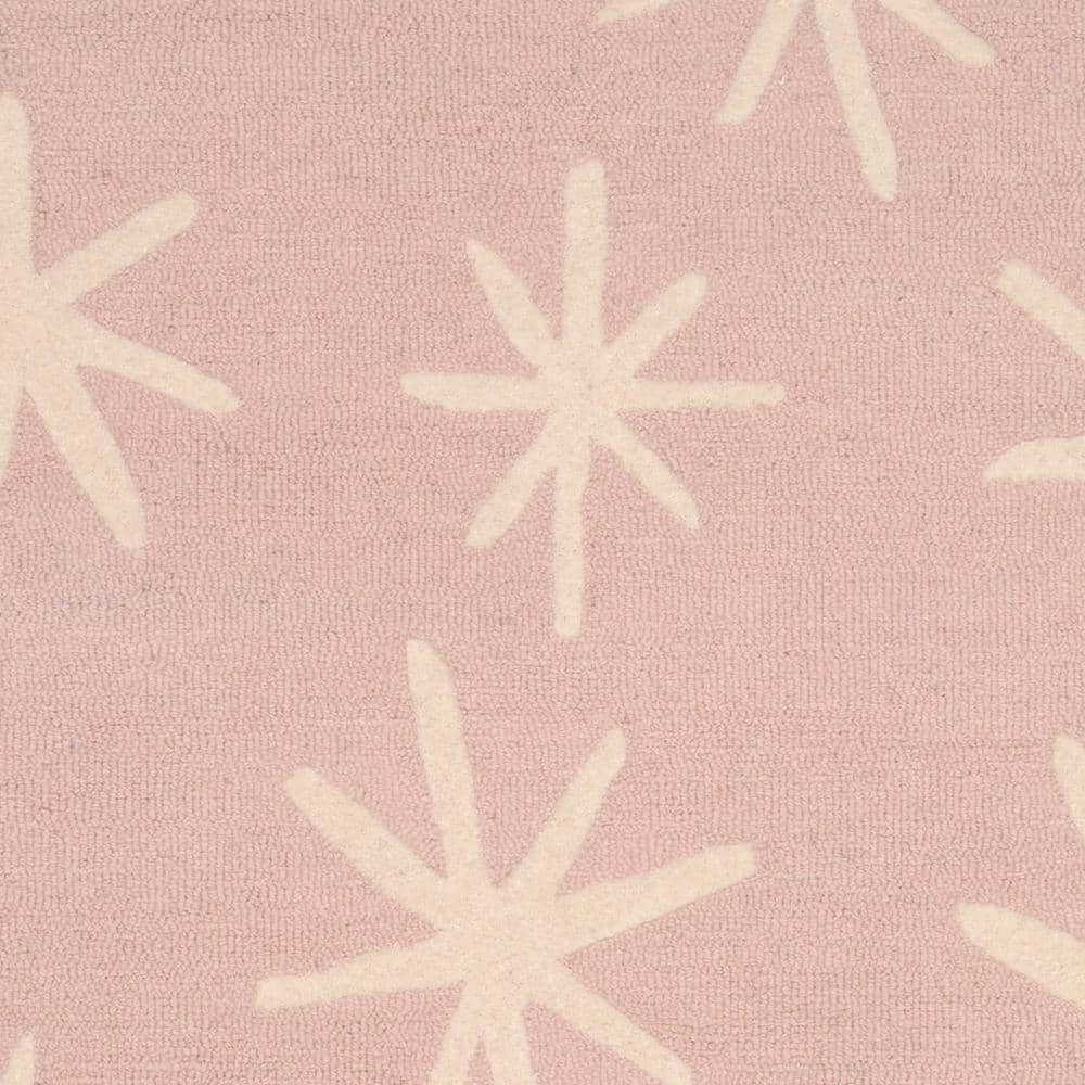 Ivory and Pink Hand-Tufted Wool Kids Rug 4' x 6'
