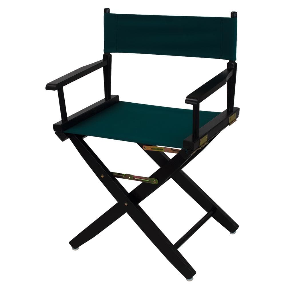 Extra-Wide Black Wood and Hunter Green Canvas Directors Chair