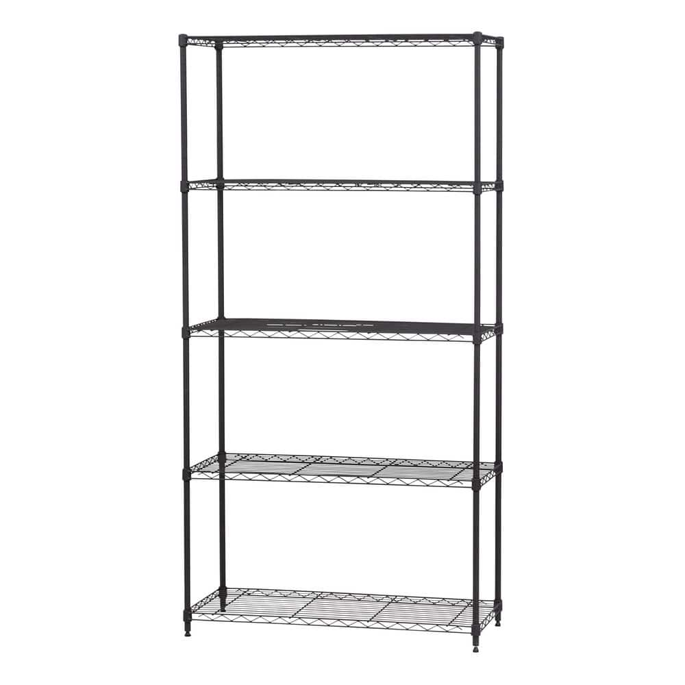 IRIS Black Wire Shelving Unit 16 in. W X 71 in. H X 36 in. D 596049 ...