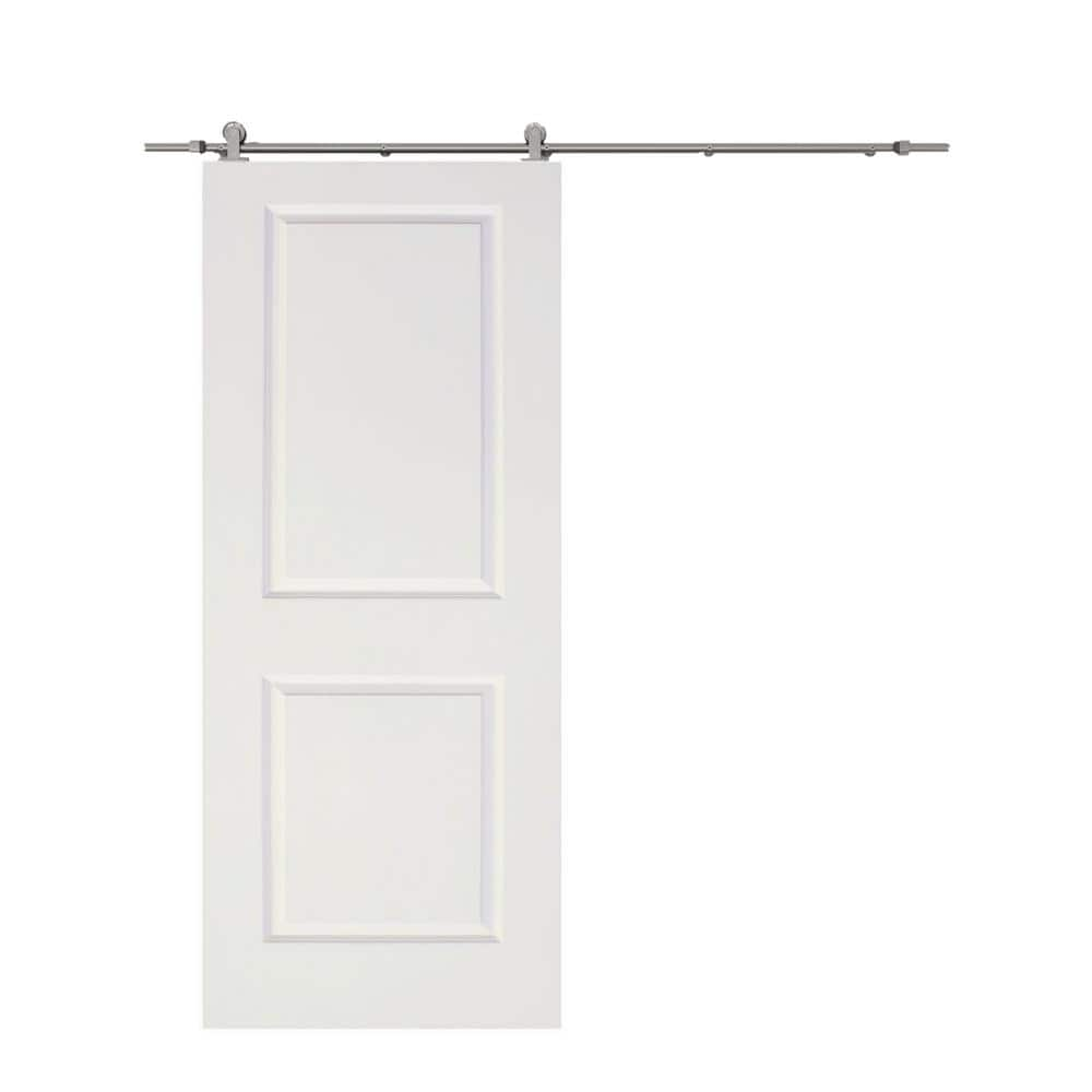 CALHOME 30 in. x 80 in. White Primed Composite Wood Barn Door Slab with ...