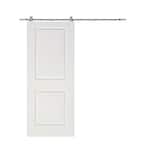 30 in. x 80 in. White Primed Composite Wood Barn Door Slab with Hardware Set