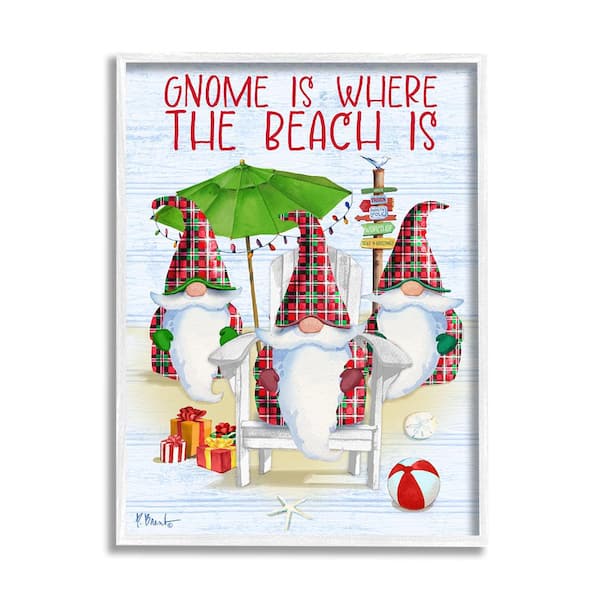 Stupell Industries Tropical Christmas Gnomes by Paul Brent 1-Piece Framed Graphic Print Fantasy Poster Art Print 14 in. x 11 in.