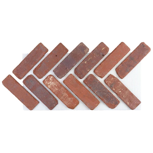 28 in. x 12.5 in. x 1/2 in. (8.7 sq. ft.) Brickwebb Herringbone Boston Mill Thin Brick Sheets (Box of 5-Sheets)