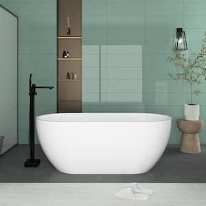 65 in. x 28 in. Soaking Bathtub with Center Drain in Glossy White