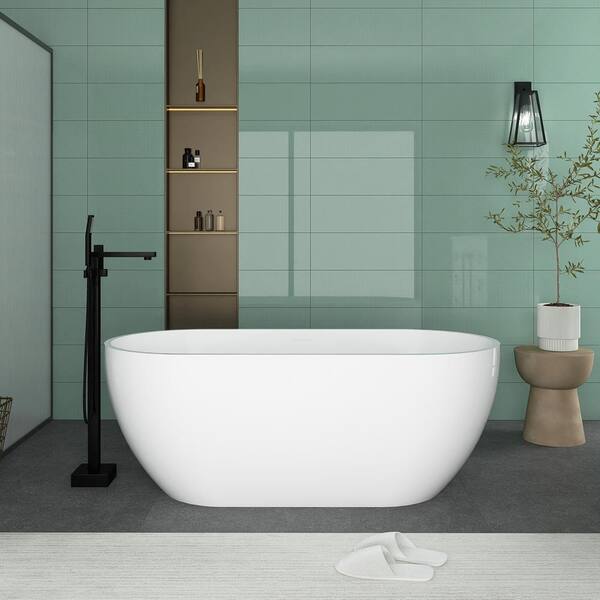Unbranded 65 in. x 28 in. Soaking Bathtub with Center Drain in Glossy White