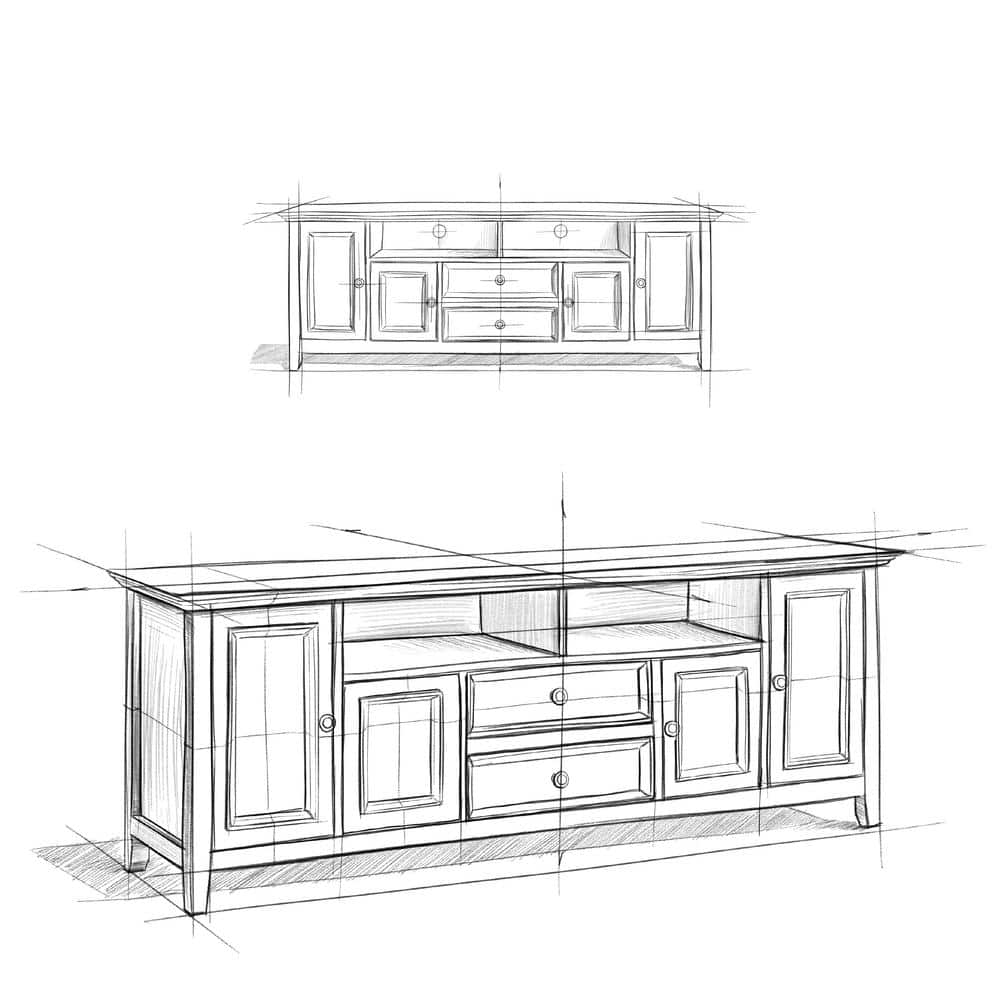 Fog Grey Solid Wood 72" Traditional TV Media Stand with Cabinets