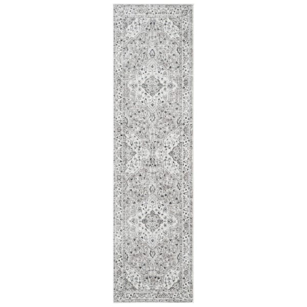Home Dynamix Belmar Sterling Grey/Ivory 2 ft. x 8 ft. Medallion Runner Rug