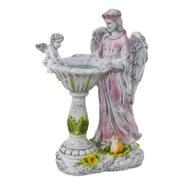 Solar Angel Figurine with Color Changing Light, Resin Statue Ornament for Outdoor Decor, Patio and Lawn