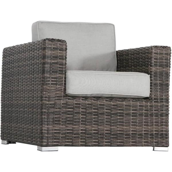 Misopily Modern Rust-Resistant Aluminum Outdoor Lounge Chair with Hand-Crafted Wicker in Stain-Resistant Thick Gray Cushions