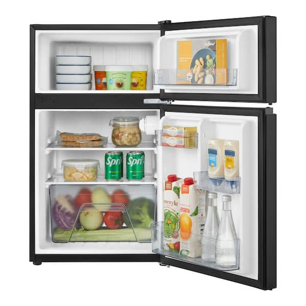 3.1 cu. ft. 2 Door Mini Refrigerator in Black with Freezer, ENERGY STAR