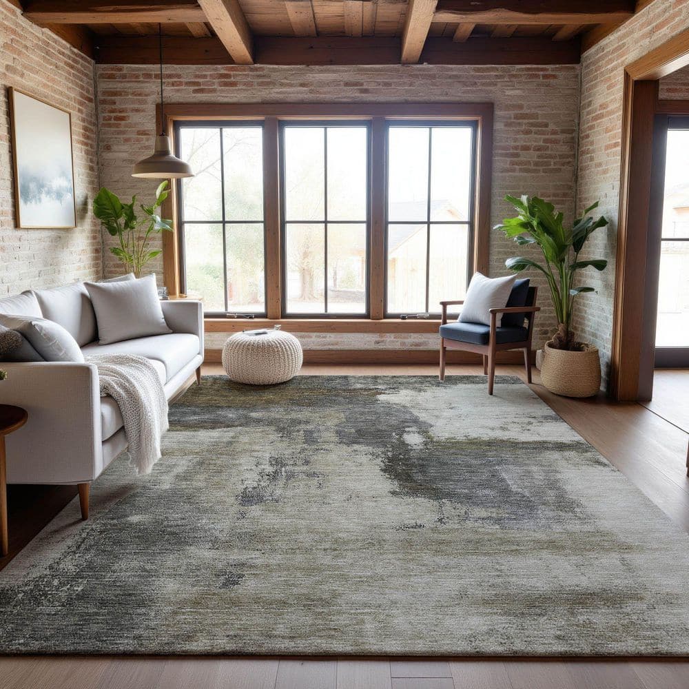 Mayfield Premium Machine Washable Abstract AMF1068 Gray 8 ft. x 10 ft. Area Rug price history on PriceWatchPro