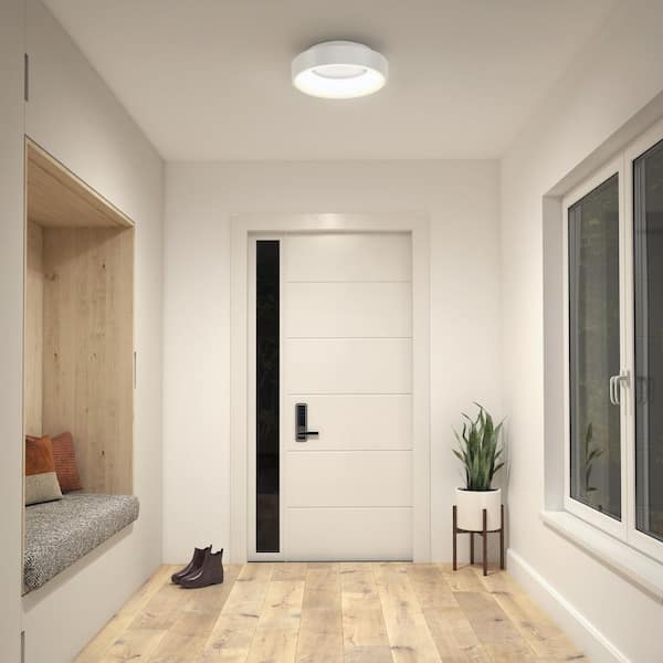 Aiden 13 in. 1-Light Modern White Integrated LED 5 CCT Flush Mount Ceiling Light Fixture for Kitchen or Bedroom