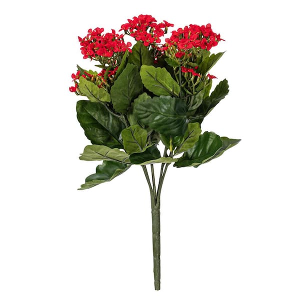 Vickerman 17.25 in. Red Artificial Kalanchoe Other Flowering Plant