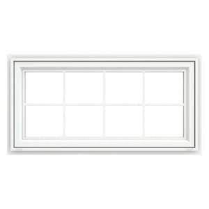 47.5 in. x 23.5 in. V-4500 Series White Vinyl Awning Window with Colonial Grids/Grilles