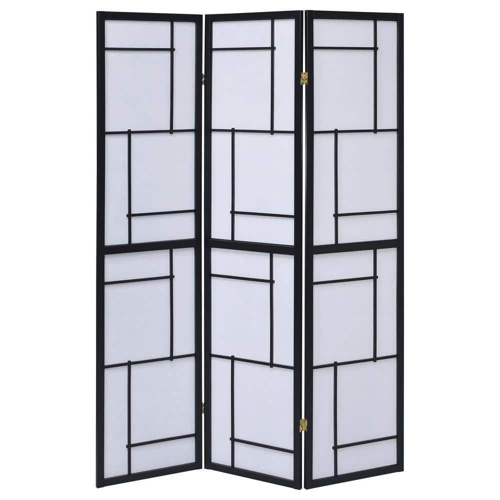 Black and White 3-Panel Shoji Folding Screen