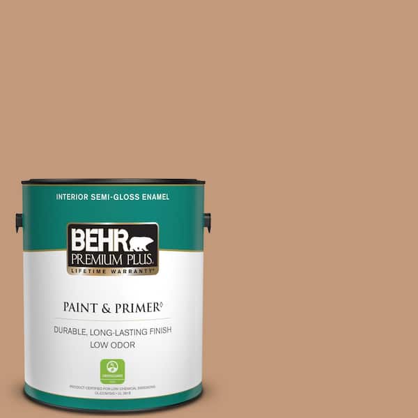 BEHR PREMIUM PLUS 1 gal. Home Decorators Collection #HDC-AC-02 Copper Moon Semi-Gloss Enamel Low Odor Interior Paint & Primer