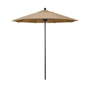 7.5 ft. Bronze Aluminum Commercial Market Patio Umbrella with Fiberglass Ribs and Push Lift in Linen Sesame Sunbrella