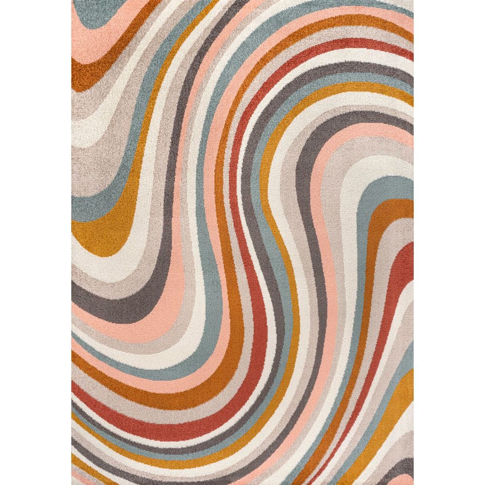 Flow Abstract Swirl Red/Beige/Blue 3 ft. x 5 ft. Area Rug price history on PriceWatchPro