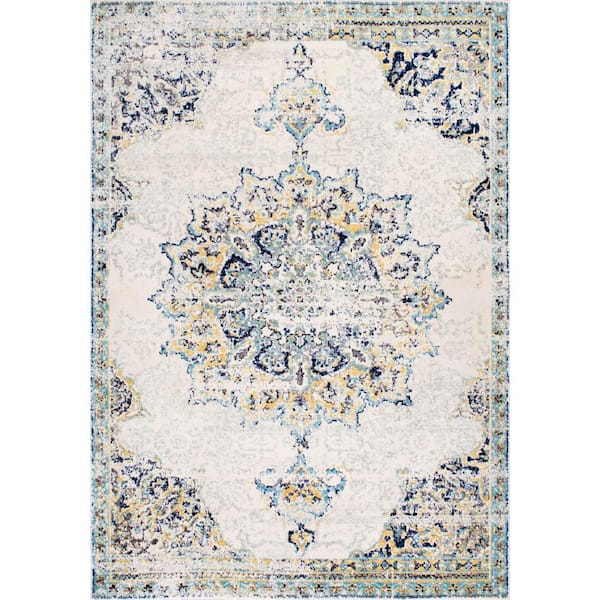 nuLOOM Leola Vintage Medallion Blue 8 ft. x 10 ft. Area Rug