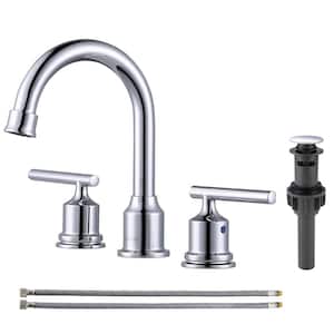Modern 8 in. Widespread 2-Handle Bathroom Faucet in Chrome