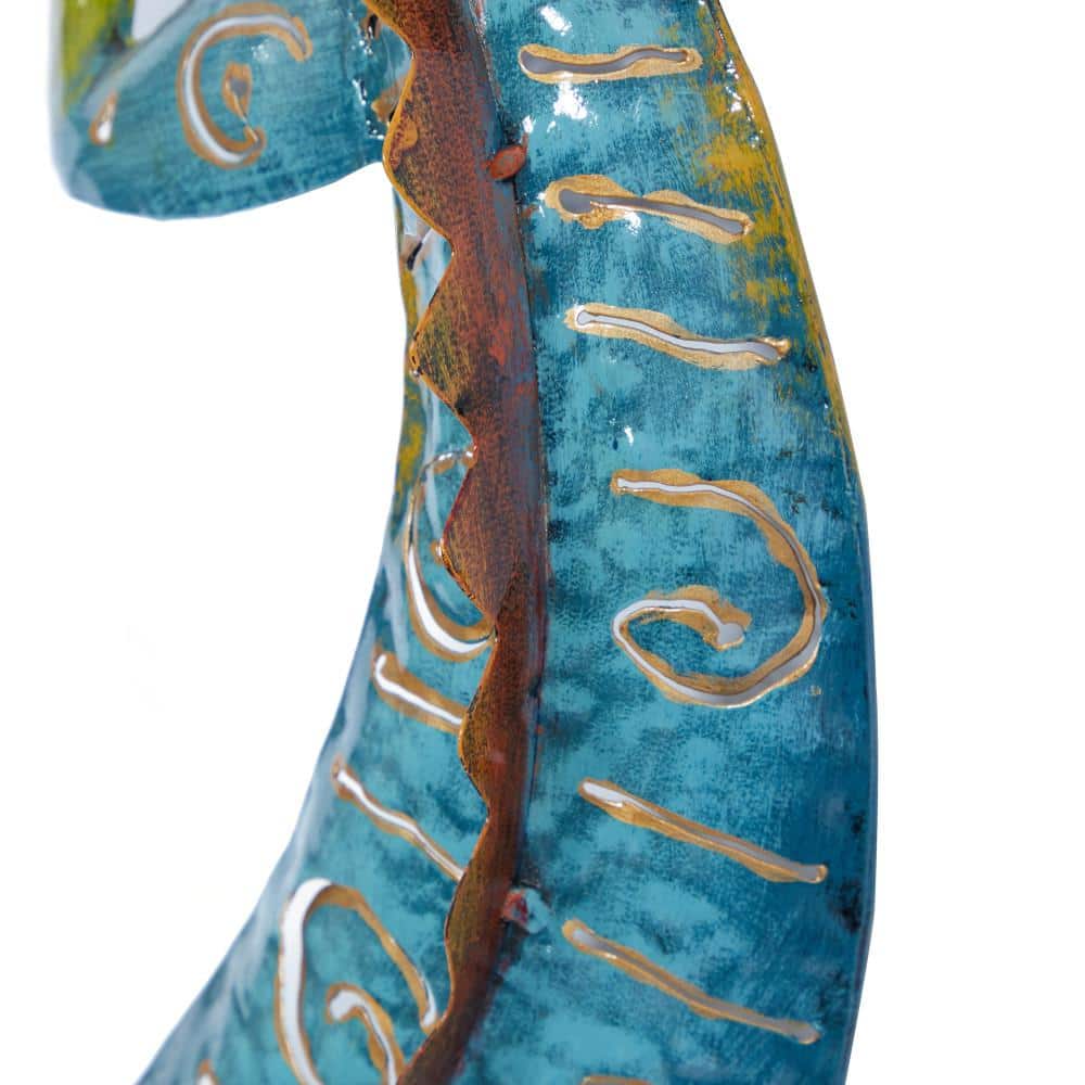Multi-Colored Metal Lizard Wall Sculpture for Indoor/Outdoor Decor