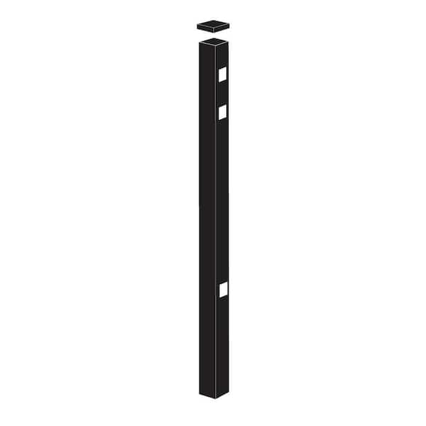 Barrette Outdoor Living 2 in. x 2 in. x 6-7/8 ft. Standard-Duty Black Aluminum Fence End Post