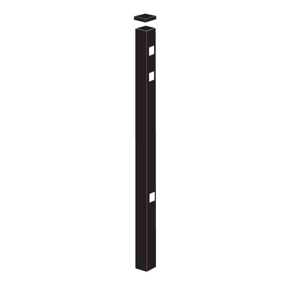 Barrette Outdoor Living Natural Reflections 2-1/2 in. x 2-1/2 in. x 6-7/8 ft. Black Heavy-Duty Aluminum Fence Gate Post