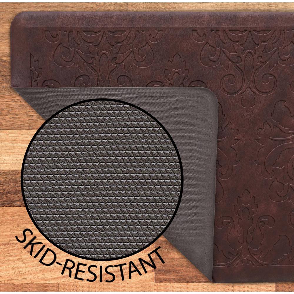 Marni Red Faux Leather Anti-Fatigue Kitchen Mat