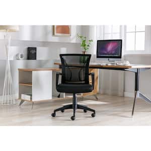 Lawrence Mesh Swivel and Lumbar Support, Mid-Back Office Chair, Computer Chair in Black with Armrests