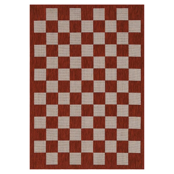 PLAYA RUG Daisy Red and Ivory 4 ft. x 6 ft. Indoor/Outdoor Area Rug