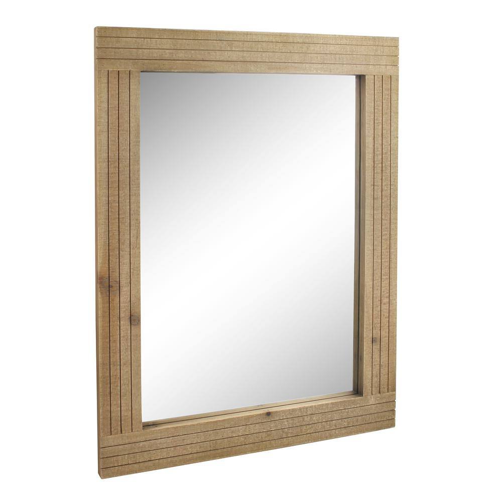 Rustic Brown Rectangular Natural Wood Wall Mirror