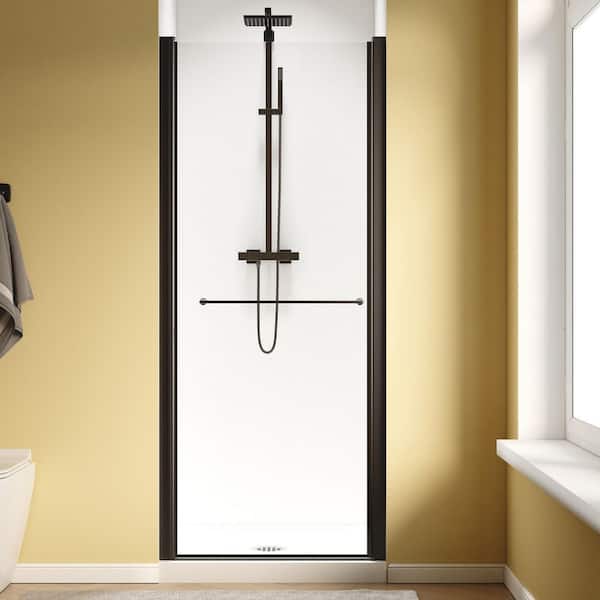 28 to 30 in. W x 72 in. H Pivot Frameless Shower Door in Matte Black Finish with 1/4 in. (6mm) Clear Glass