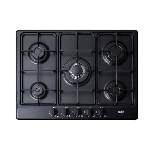 Summit Appliance 27 in. Gas Cooktop in Black with 5 Burners including Power  Burner GC5272B - The Home Depot