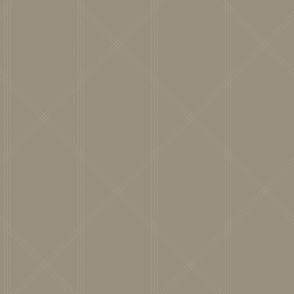 A-Street Prints Walcott Stitched Trellis Grey Matte Paper Wallpaper Sample