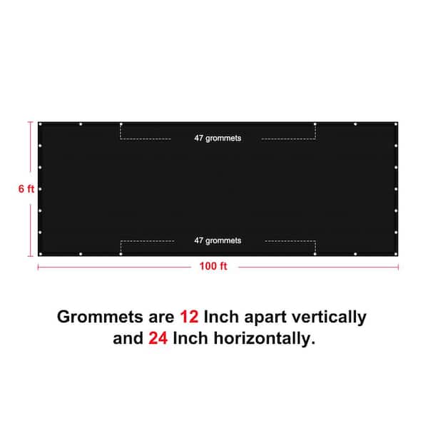 Privacy Fence Screen Heavy-Duty 90% Blockage Shade Cover Fencing Net for Wall Garden Gazebo Backyard, 8 x 100 ft., Black