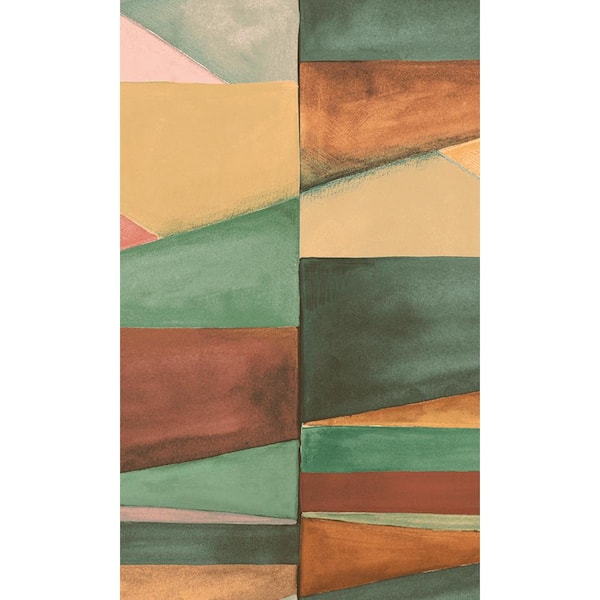 Walls Republic Multicolor Green Gradient Block Geometric Print Non-Woven Non-Pasted Textured Wallpaper 57 sq. ft.