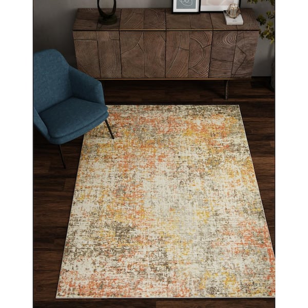 Maeva Ivory/Spice 8 ft. x 10 ft. Gradient Vintage Area Rug