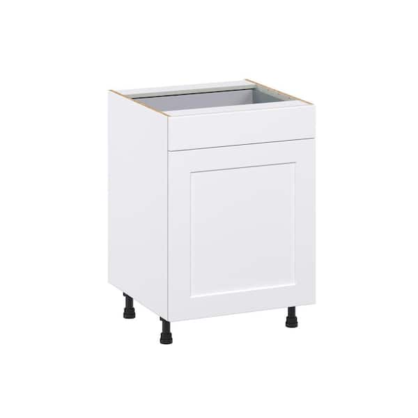 J COLLECTION Roseland 24 in. W x 24 in. D x 34.5 in. H Assembled Shaker Triple Trash Can Kitchen Cabinet in Warm White with Drawer
