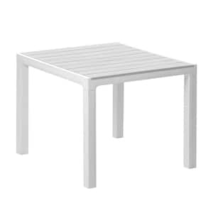 Madeira White and Gray Indoor and Outdoor Square Plastic Patio Dining Table