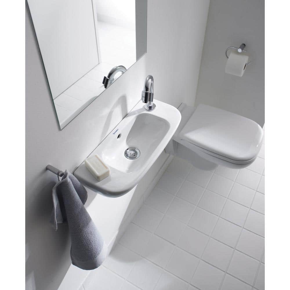 Durastyle Alpin White Ceramic Wall-Mount Bathroom Sink with Right Tap Hole