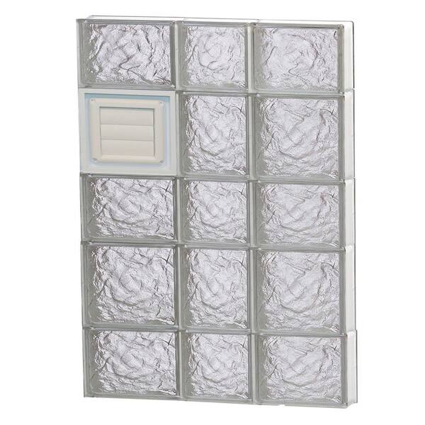 Clearly Secure 21.25 in. x 32.75 in. x 3.125 in. Frameless Ice Pattern Glass Block Window with Dryer Vent