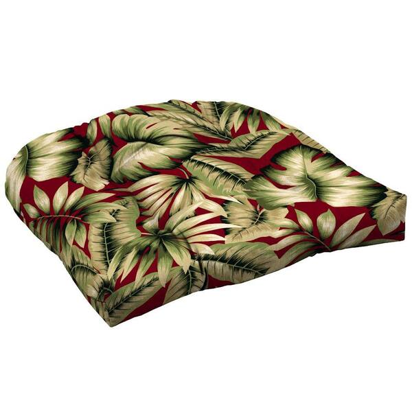 Hampton Bay Chili Tropical Tufted Outdoor Seat Cushion (2-Pack)-DISCONTINUED