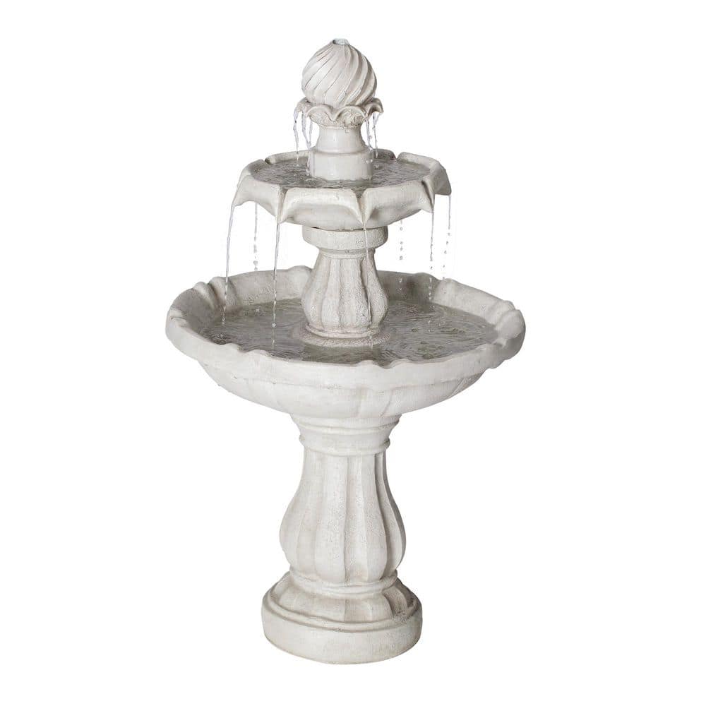 37.40 x 21.85 x 21.85 in. White Polyresin Garden Cascade Water
